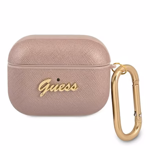 Guess GUAPSASMP AirPods Pro ümbris roosa/roosa Saffiano Script Metal Collection