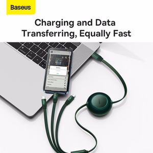 Baseus Kaabel Bright Mirror 2 3 in 1 - Type C to Micro USB, Lightning, Type C - 100W 1,1 metres (CAMJ010206) roheline