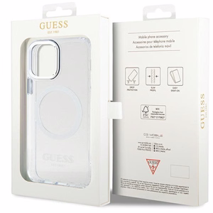 Guess Metal Outline Magsafe ümbris jaoks iPhone 12 / iPhone 12 Pro - hõbedane
