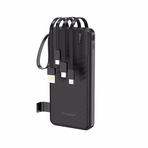 Wozinsky W11-B 10000mAh 10W akupank sisseehitatud kaablite ja taskulambiga - must