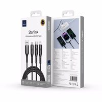 WiWU - Starlink Series Data Kaabel Wi-045E 3w1 USB A to USB C, Micro USB, Lightning 3,1A 1m - must