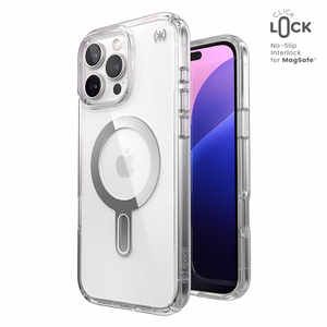 Speck Presidio Perfect-Clear MagSafe'i ja ClickLocki toega ümbris iPhone 16 Pro Max-le, Clear/Chrome