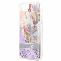 Guess Flower Liquid Glitter ümbris iPhone SE 2022 / SE 2020 / 7 / 8 jaoks - lilla