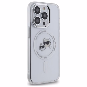 Karl Lagerfeld IML Metal Karl & Choupette Head MagSafe Ümbris jaoks iPhone 14 Pro Max - valge