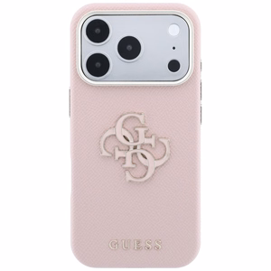 Guess Grained & Big Resin Logo ümbris iPhone 18 Pro / 17 Pro – roosa