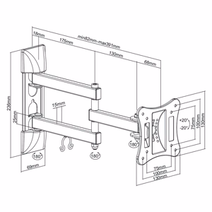 Maclean MC-719 seina TV hoidik LCD LED plasmateleritele, kallutatav 13–27" 15 kg