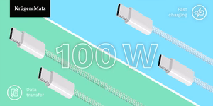Krüger&Matz Basic USB-C–USB-C kaabel, 100 W, 1,5 m, sinine