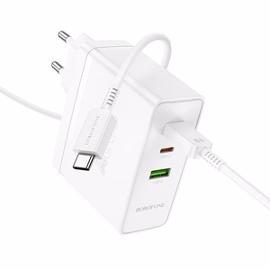 Borofone Wall Laadija BN11 Imperial - USB + 2xType C - QC 3.0 PD 100W with Type C to Type C Kaabel valge