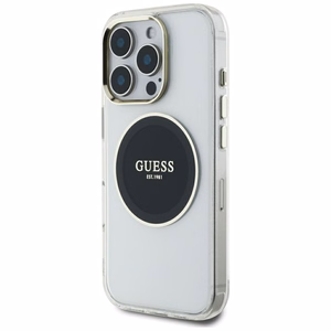 Чехол Guess IML Metal Colored Circle Classic Logo MagSafe для iPhone 16 Pro Max - чёрный