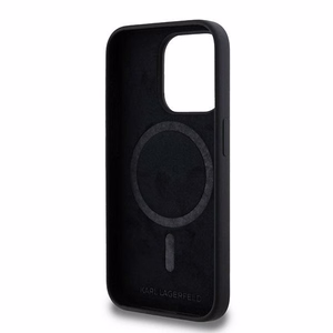 Силиконовый чехол Karl Lagerfeld Karl&Choupette MagSafe для iPhone 15 Pro Max - чёрный