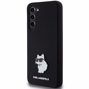 Karl Lagerfeld Silicone Choupette Metal Pin ümbris jaoks Samsung Galaxy S24+ - must