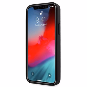 BMW nahast Deboss ümbris iPhone 12 mini jaoks - must