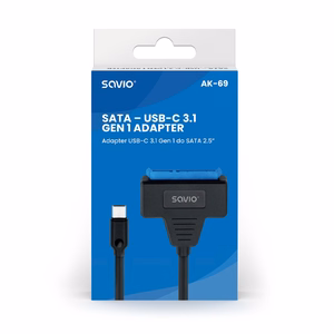SAVIO AK-69 adapter USB-C 3.1 Gen 1 (M) – SATA (F) 2,5″ draividele