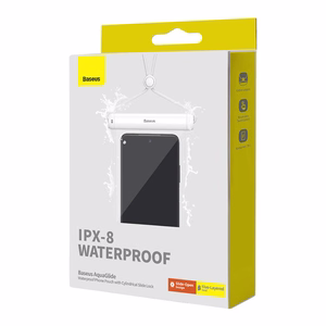 Waterproof phone ümbris Baseus AquaGlide with Cylindrical Slide Lock (valge)