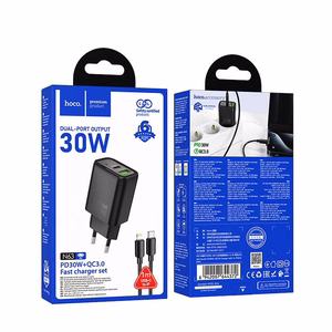 Phone Laadija Hoco USB A + USB C QC3.0 PD 3A 30W + Kaabel USB C to Lightning N63 must