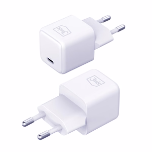 3mk Hyper Charger PD GaN 25W Wall Charger with USB-C Cable - White