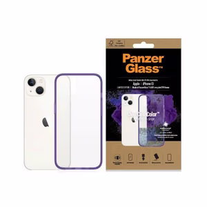 PanzerGlass ClearCase antibacterial ümbris with Military Grade certificate jaoks iPhone 13 / 14 / 15 - läbipaistev lilla