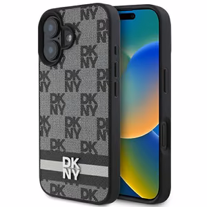 DKNY Checkered Pattern & Printed Stripes iPhone 16 Ümbris - Must