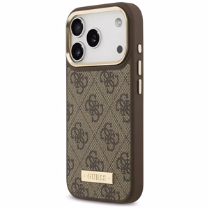 Guess 4G Logo Plate MagSafe чехол для iPhone 17 Pro - коричневый