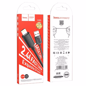 Кабель USB A to Lightning Hoco 2,4A 1 м X88 чёрный