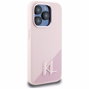 Чехол Karl Lagerfeld Silicone Shadow Metal Initial MagSafe для iPhone 15 Pro Max розовый