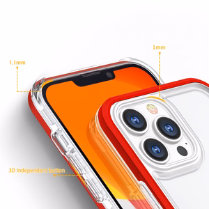 Прозрачный чехол 3in1 для iPhone 13 Pro гелевый с рамкой красный