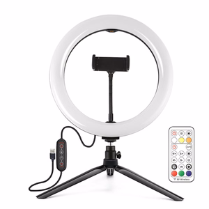 LED rõngaslamp 26cm statiiviga 8.3cm, telefonihoidik, USB