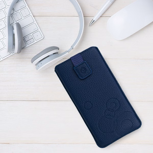 WONDER Deko Pouch Ümbris (Size XL) jaoks Iphone 15/15 Pro/Iphone 16/16 Pro/Samsung S24/S24 Plus/S25/S25 Plus/A53/A55 5G tumesinine