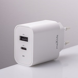 Maxlife MXTC-06-30AC PD QC laadija 1x USB-C 1x USB 30W valge + USB-C - USB-C kaabel 60W