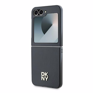 DKNY Leather Metal Stack Logo Ümbris jaoks Samsung Galaxy Z Flip 6 - Must
