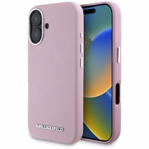 Karl Lagerfeld Saffiano Full Wrapped Elongated Metal Logo MagSafe iPhone 16 Ümbris - roosa