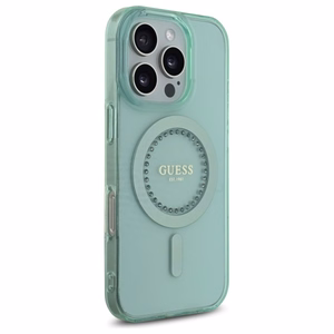 Guess IML Rhinestones MagSafe iPhone 16 Pro Max Ümbris - Roheline