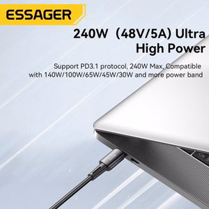 USB kaabel Essager Ultra tumehall Type-C / Type-C 200cm (kuni 240W!!!)