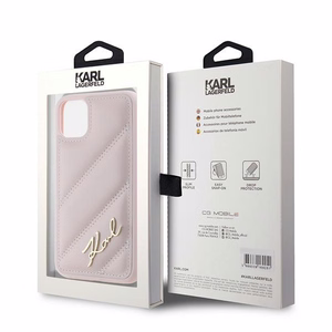 Karl Lagerfeld Diagonal Quilted Script ümbris jaoks iPhone 11 / Xr - roosa