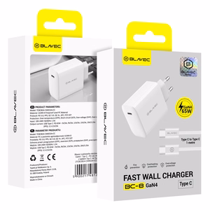 Blavec Sein laadija BC-8 GaN4 - Tüüp C - PD QC 65W 3A koos Tüüp C to Tüüp C kaabel (TCBC8G4-CW653A+CC) valge