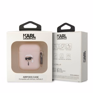 Karl Lagerfeld KLA2RUNIKP AirPods 1/2 cover roosa/roosa Silicone Karl Head 3D