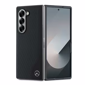 Mercedes Leather Wood Imitation MagSafe Ümbris jaoks Samsung Galaxy Z Fold 6 - Must