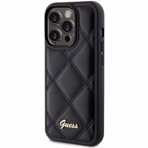 Guess Quilted Metal Logo ümbris jaoks iPhone 15 Pro - must