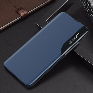 Eco Leather View Case elegantne ümbris Samsung Galaxy S22 + (S22 Plus) sinisele Samsung Galaxy S22 + (S22 Plus) klappkattega ja statiivi funktsiooniga ümbris