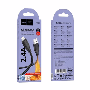 Силиконовый кабель USB A – Lightning Hoco 2,4A 1 m X124 черный