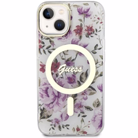 Guess GUHMP14MHCFWST iPhone 14 Plus 6.7" läbipaistev hardcase Flower MagSafe
