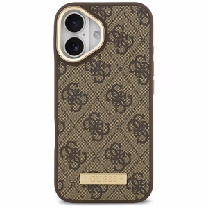 Guess 4G Logo Plate MagSafe ümbris jaoks iPhone 17 brown