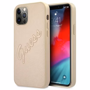 Guess GUHCP12MRSAVSLG iPhone 12/12 Pro 6.1" kuldne/kuldne kõvakott Saffiano Vintage Script
