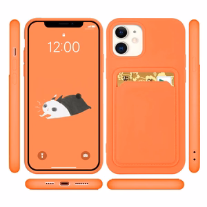 Kaardiümbris Silikoonist rahakott kaardipesaga dokumentide jaoks iPhone 12 Pro Max oranž