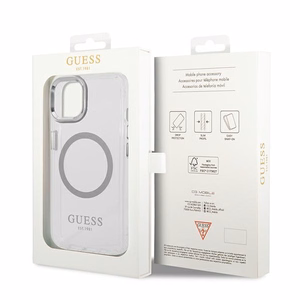 Guess GUHMP14SHTRMS iPhone 14 6.1" hõbedane/hõbedane hard ümbris Metal Outline Magsafe