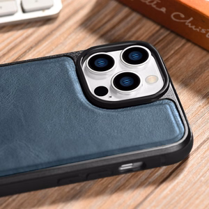 iCarer nahast õlivaha ümbris iPhone 14 Pro Maxi nahkkesta sinine (WMI14220720-BU)