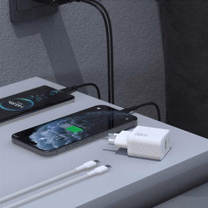 Dudao A27TCEU PD 30W GaN USB-A USB-C seinalaadija USB-C kaabliga - valge