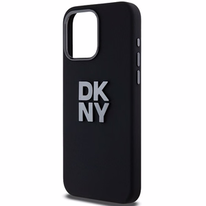 DKNY Liquid Silicone Metal Logo iPhone 15 Pro Ümbris - Must