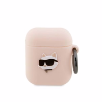 Karl Lagerfeld KLA2RUNCHP AirPods 1/2 cover roosa/roosa Silicone Choupette Head 3D