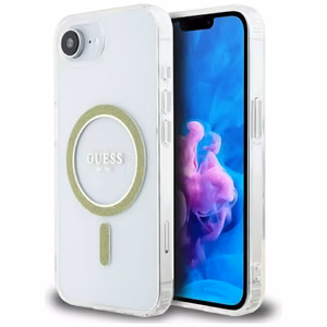 Guess IML Glitter Circle MagSafe iPhone 16e Ümbris - Clear
